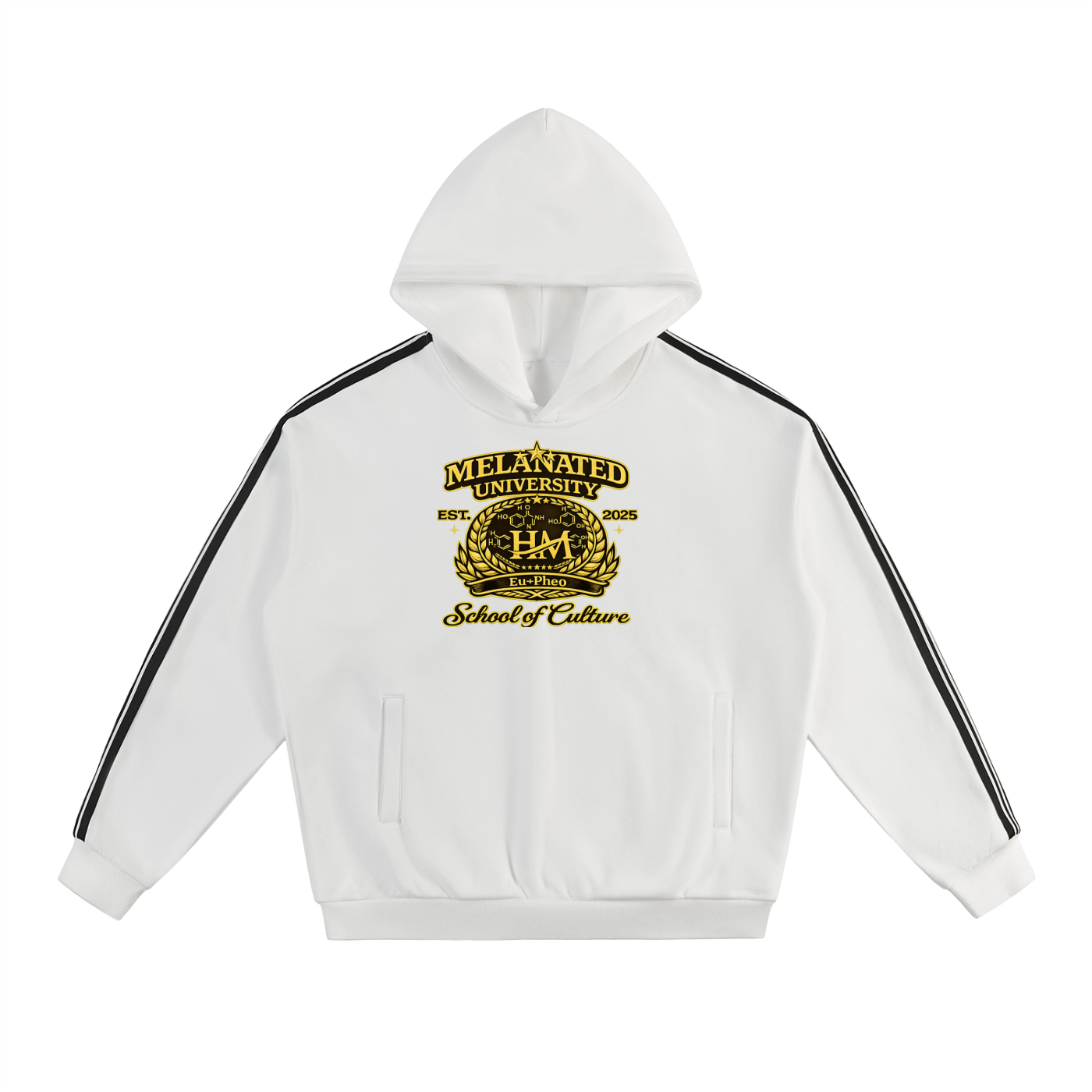 Side Stripe White Super Heavyweight Hoodie