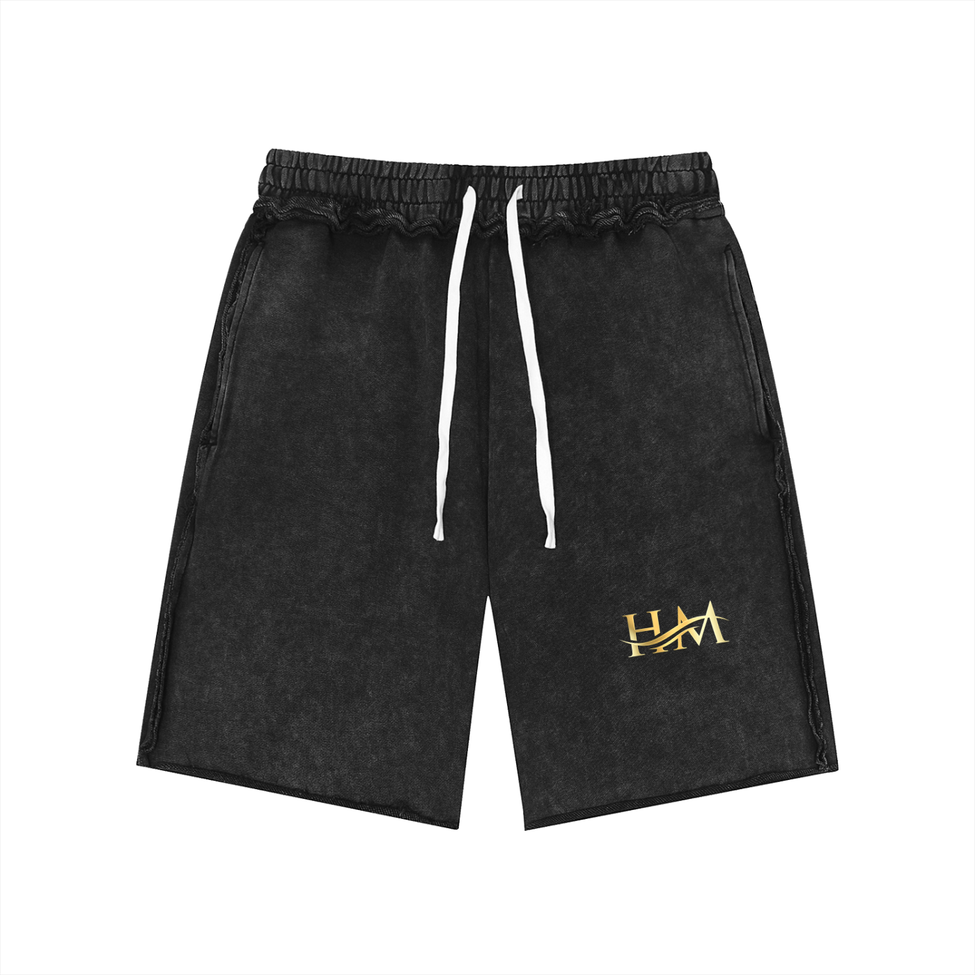Unisex Mineral Wash Raw Edge Shorts
