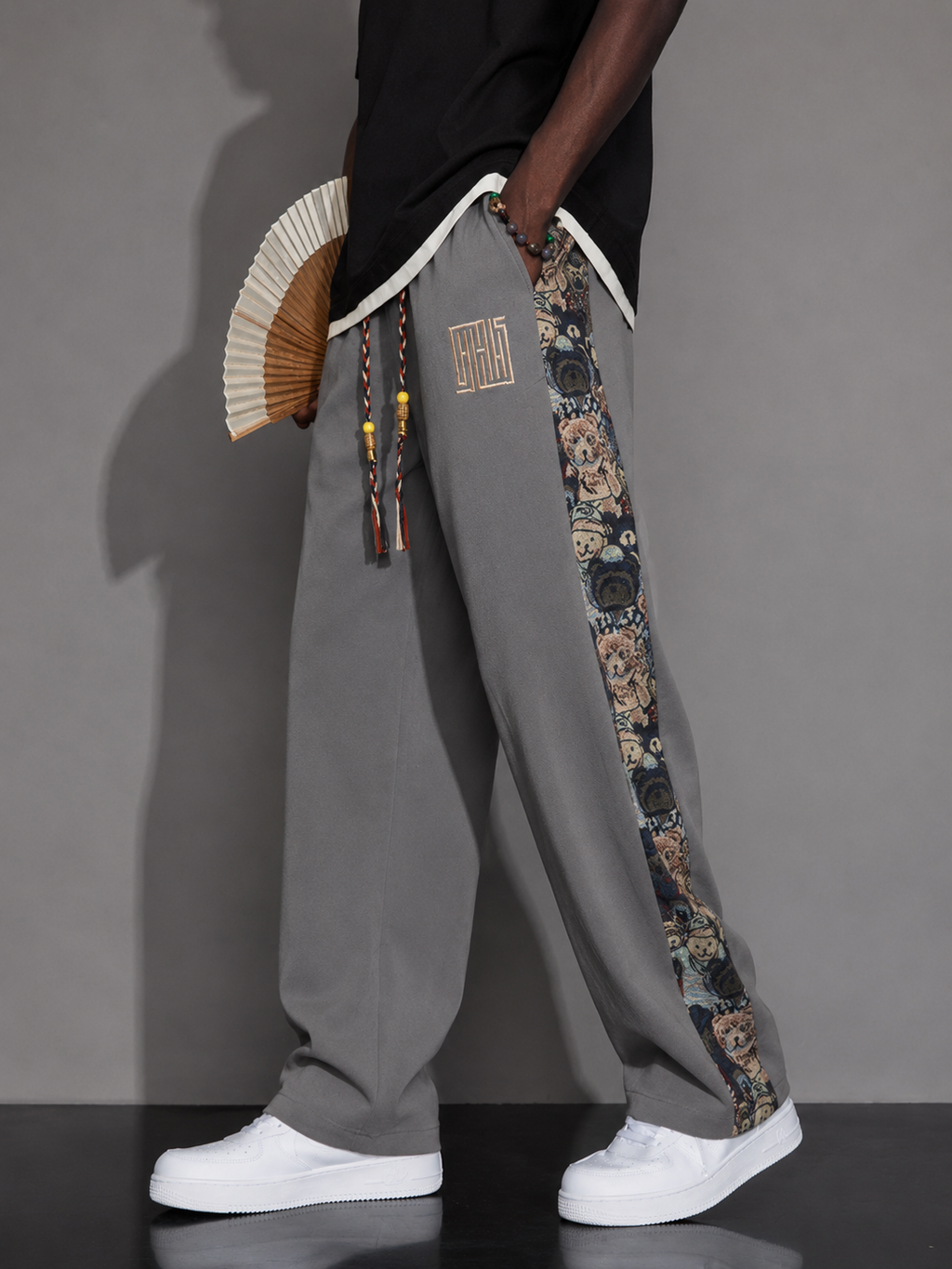 Men's Full Size Printed Side Stripe Loose Pants Plus Size