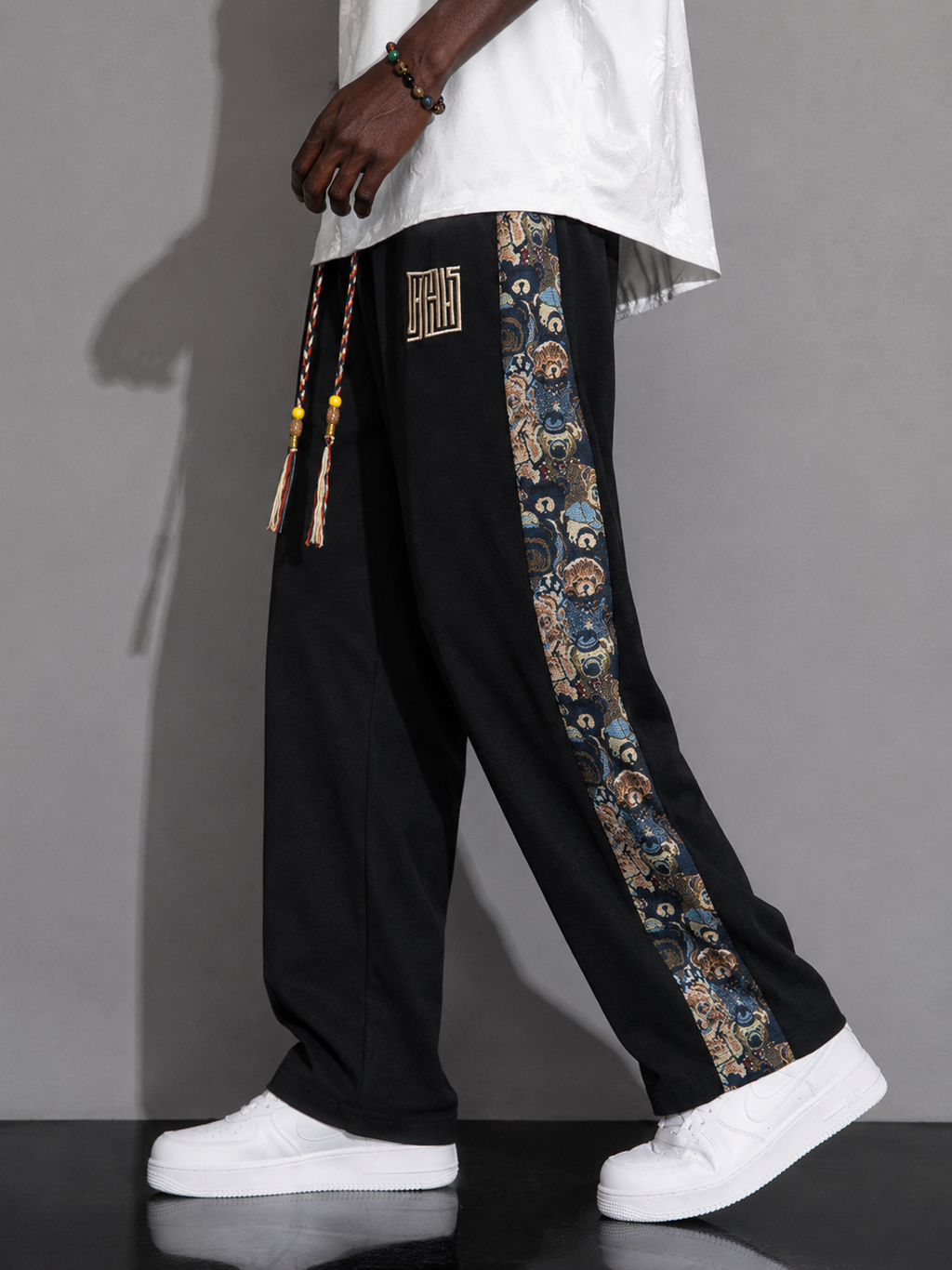 Men's Full Size Printed Side Stripe Loose Pants Plus Size