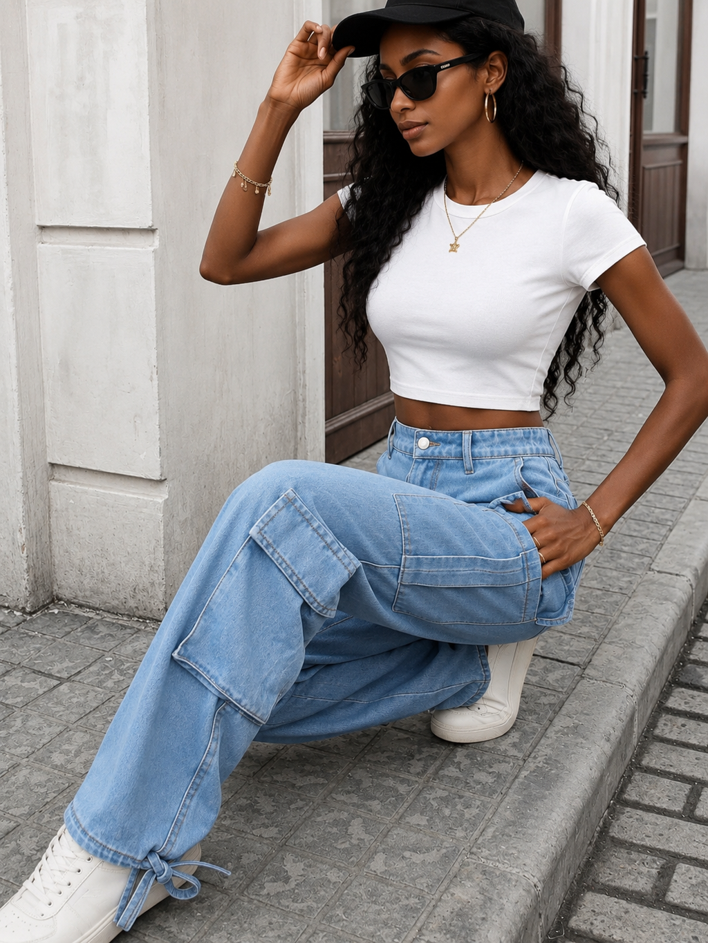 HM Casual Wide Leg Cargo Jeans